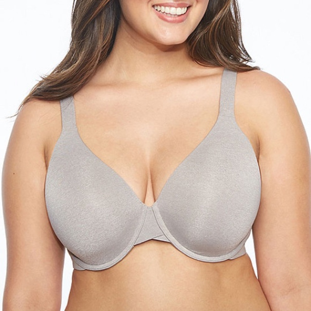Ambrielle darker tan bra with adjustable straps; 3 hook & eye closure fasterners